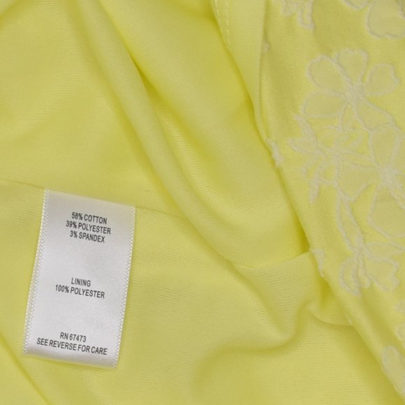 Taylor Floral Pleated A-line Sleeveless Dress Size 14 Yellow Flocked Short NWT - Picture 9 of 11